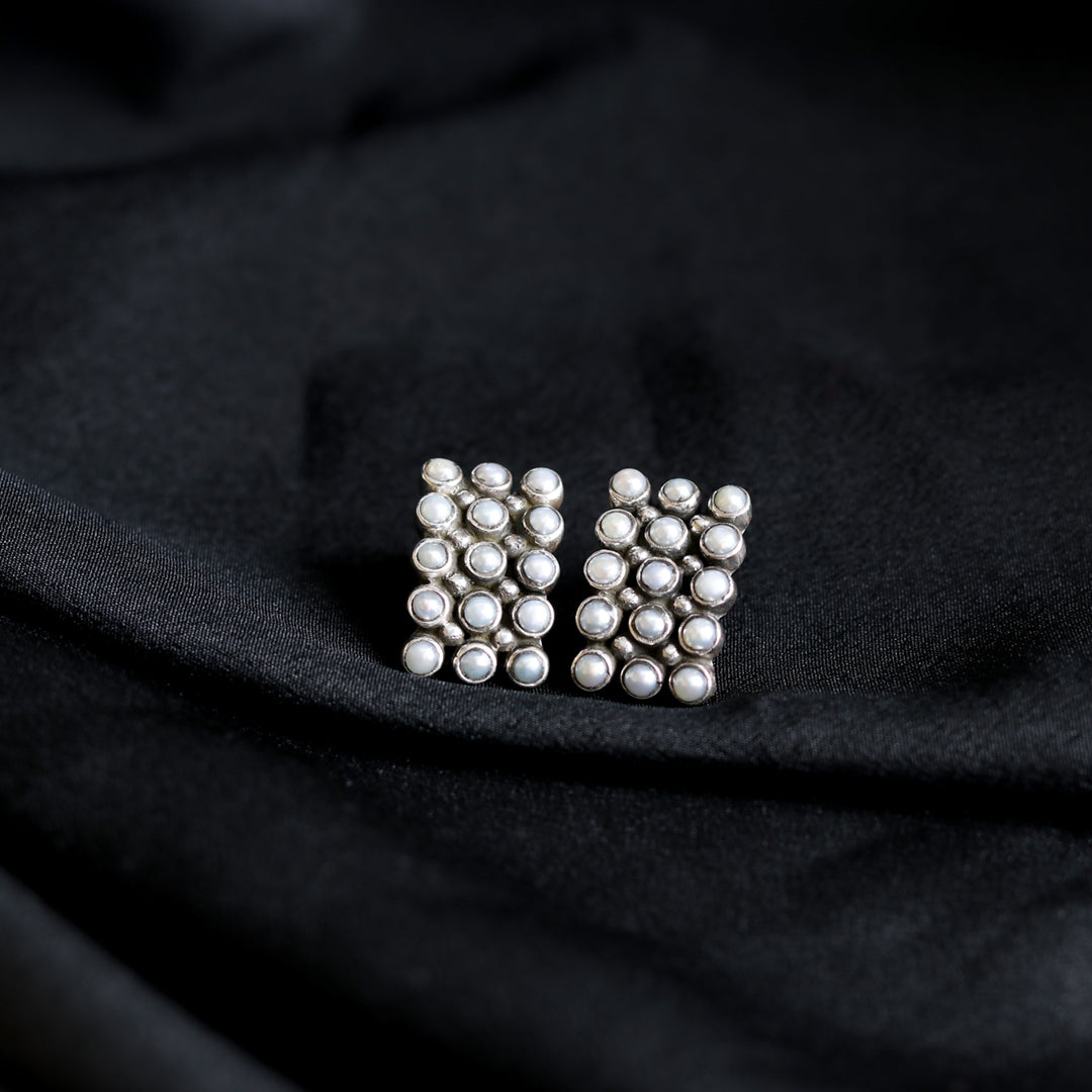 Triple Line Pearl Studds