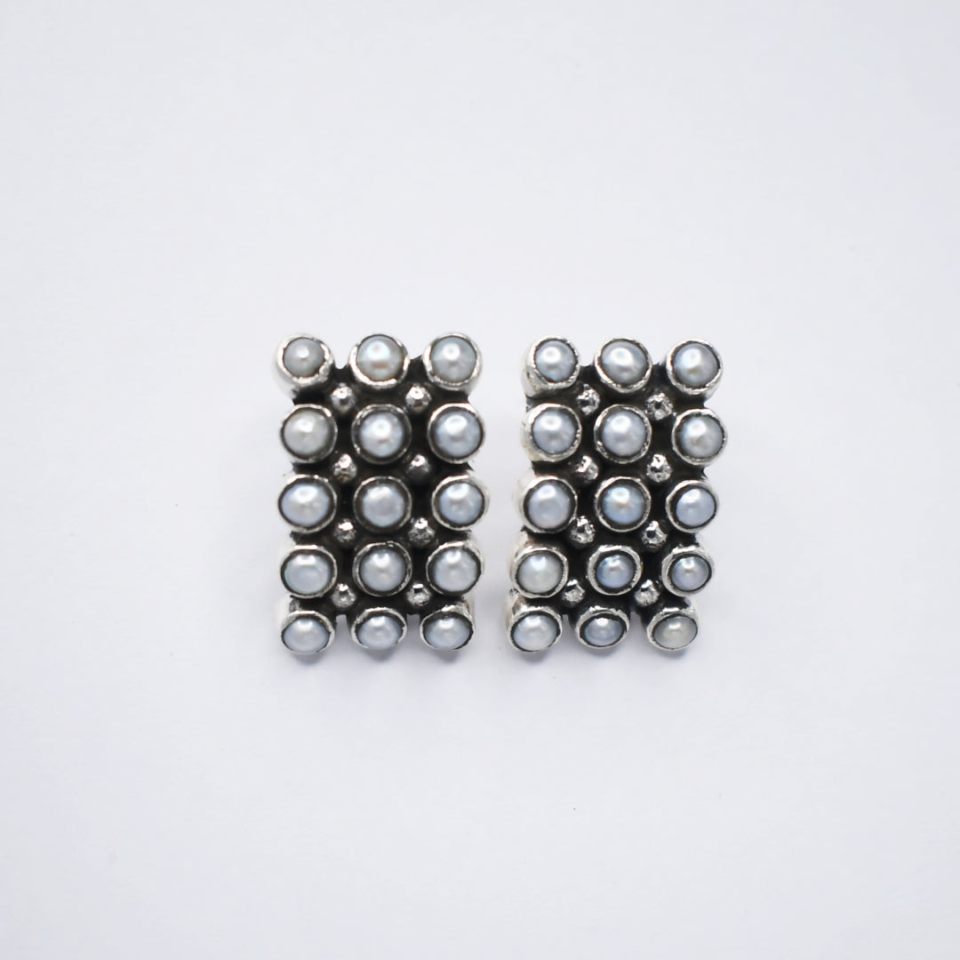Triple Line Pearl Studds