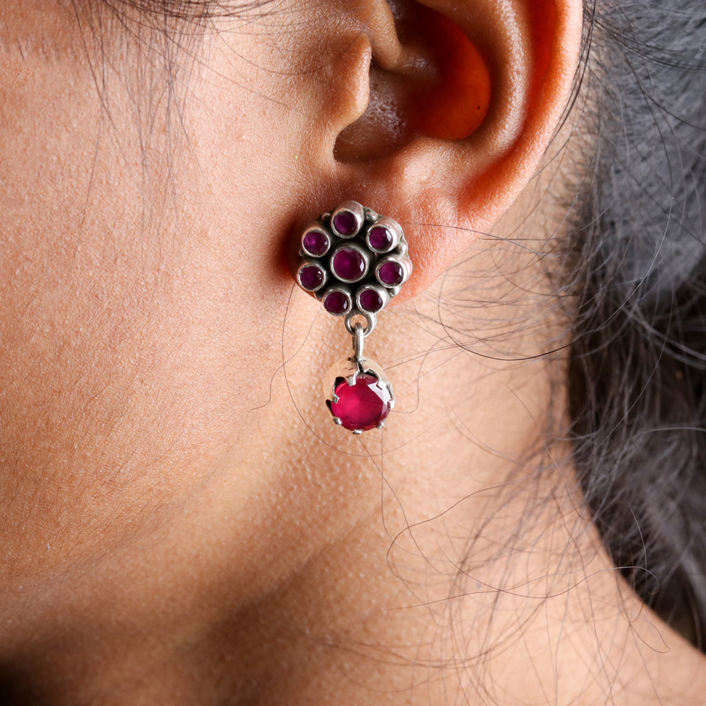 Ruby Floral Drop Earrings
