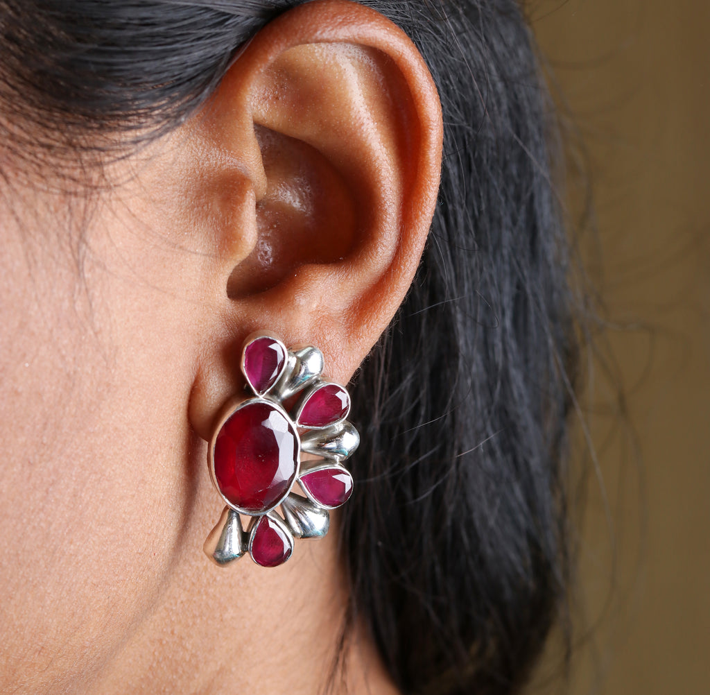 Semi-Circular Ruby Earrings