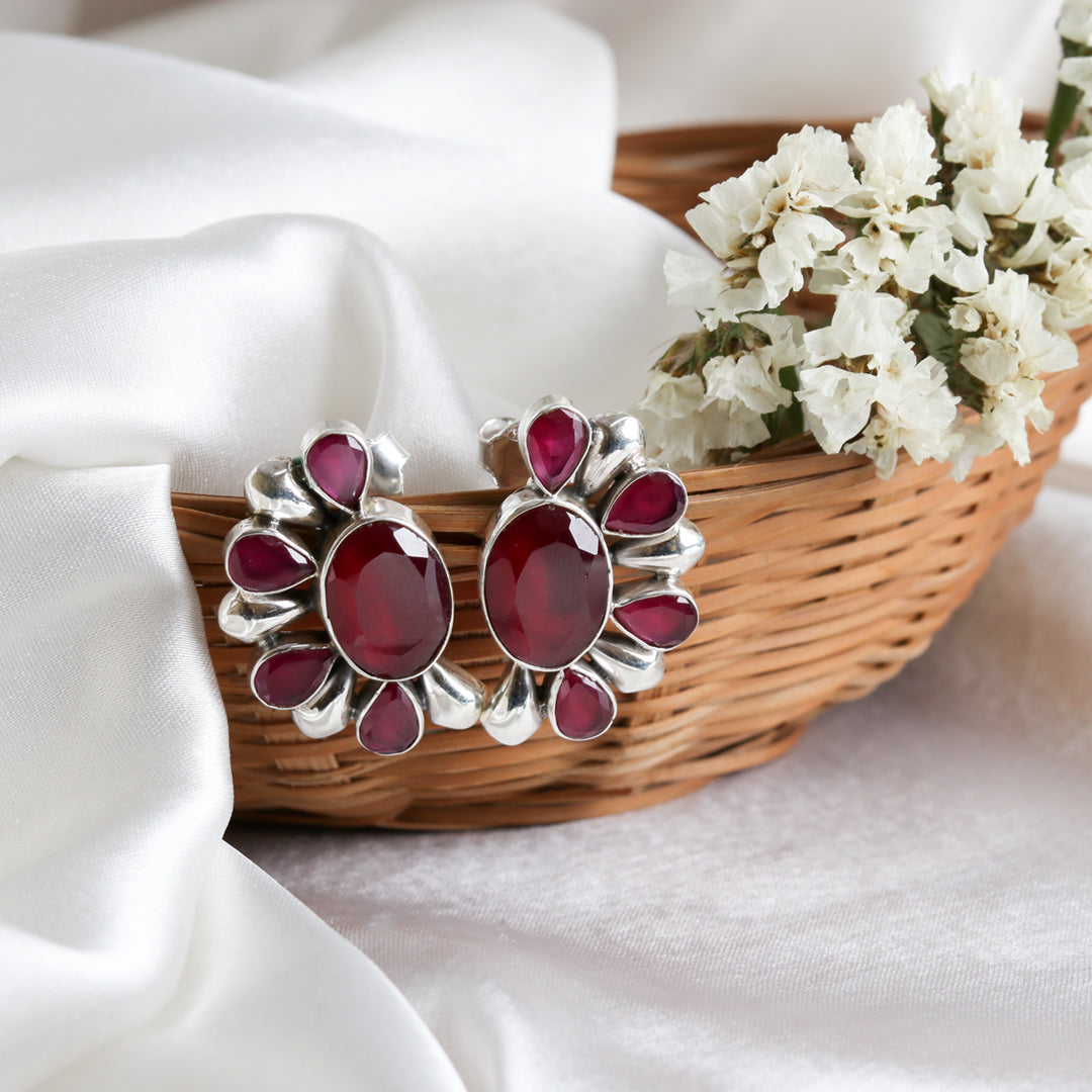 Semi-Circular Ruby Earrings