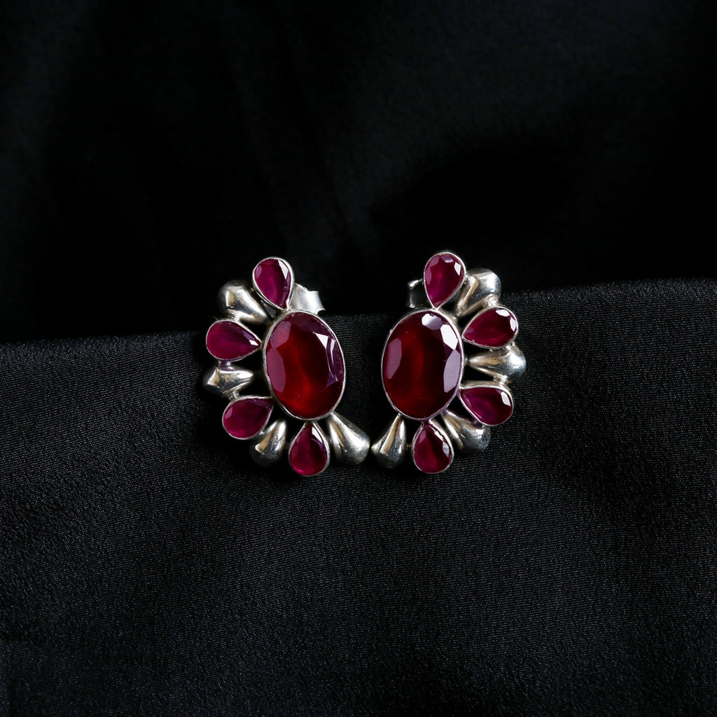 Semi-Circular Ruby Earrings