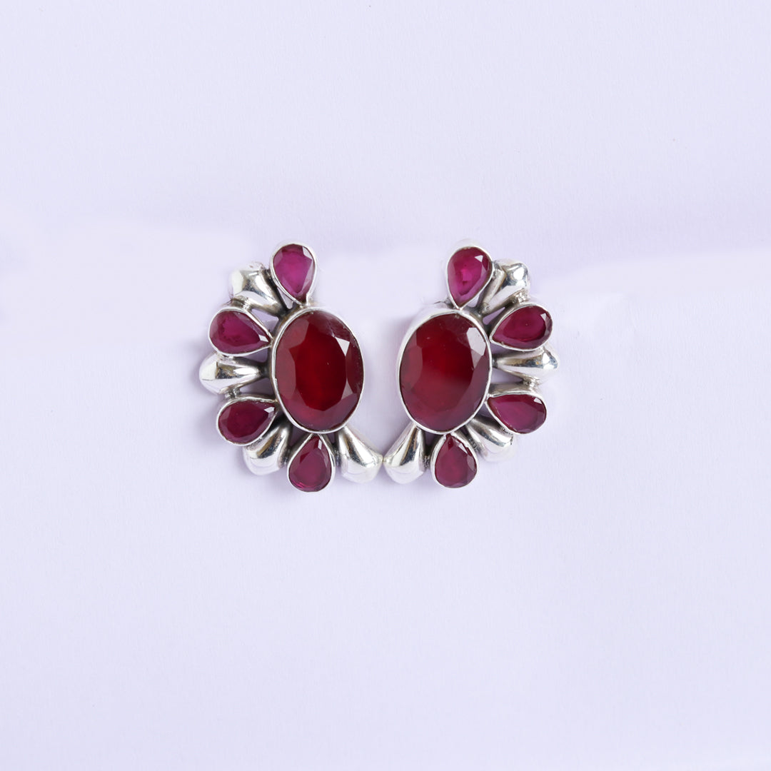 Semi-Circular Ruby Earrings