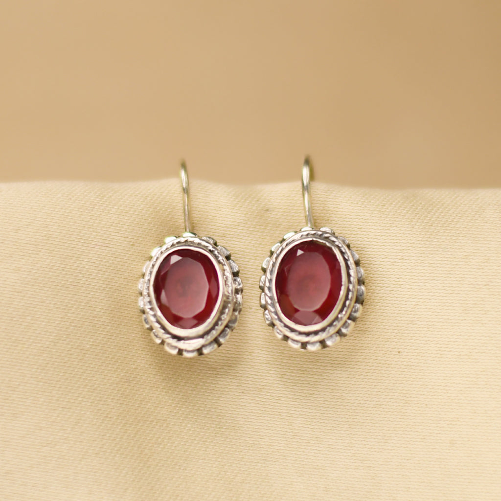 Oval Hydro Ruby Earrings