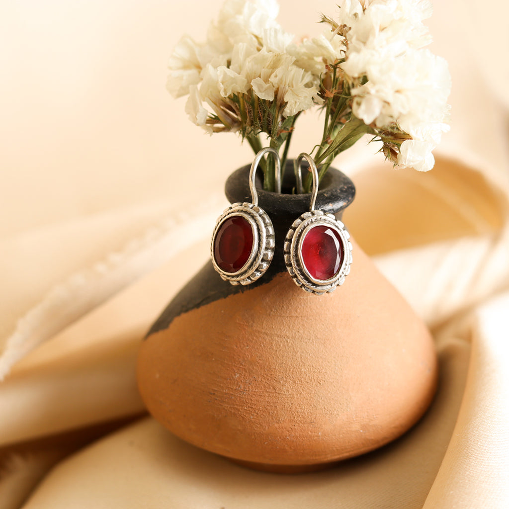 Oval Hydro Ruby Earrings