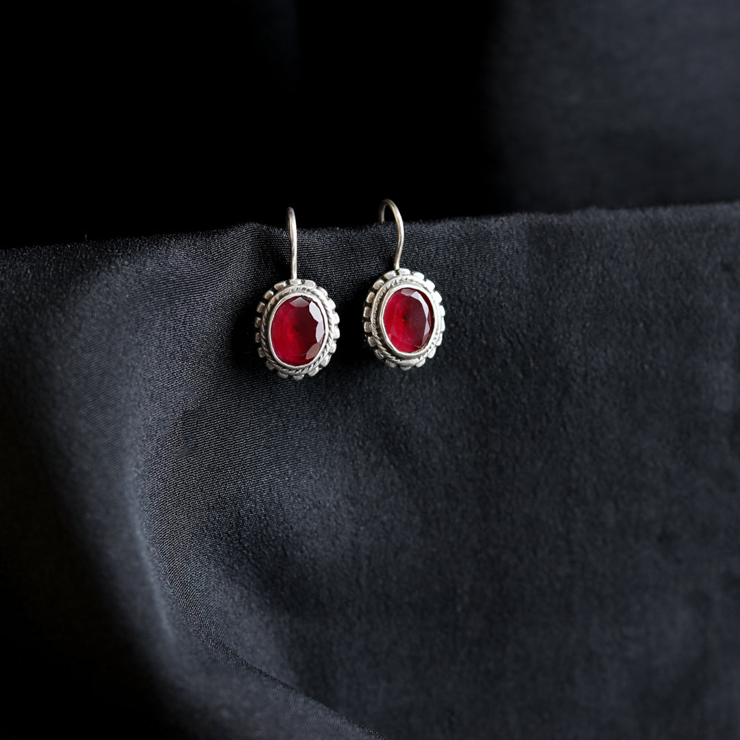 Oval Hydro Ruby Earrings