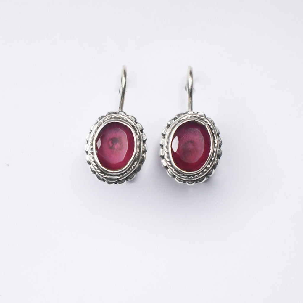 Oval Hydro Ruby Earrings