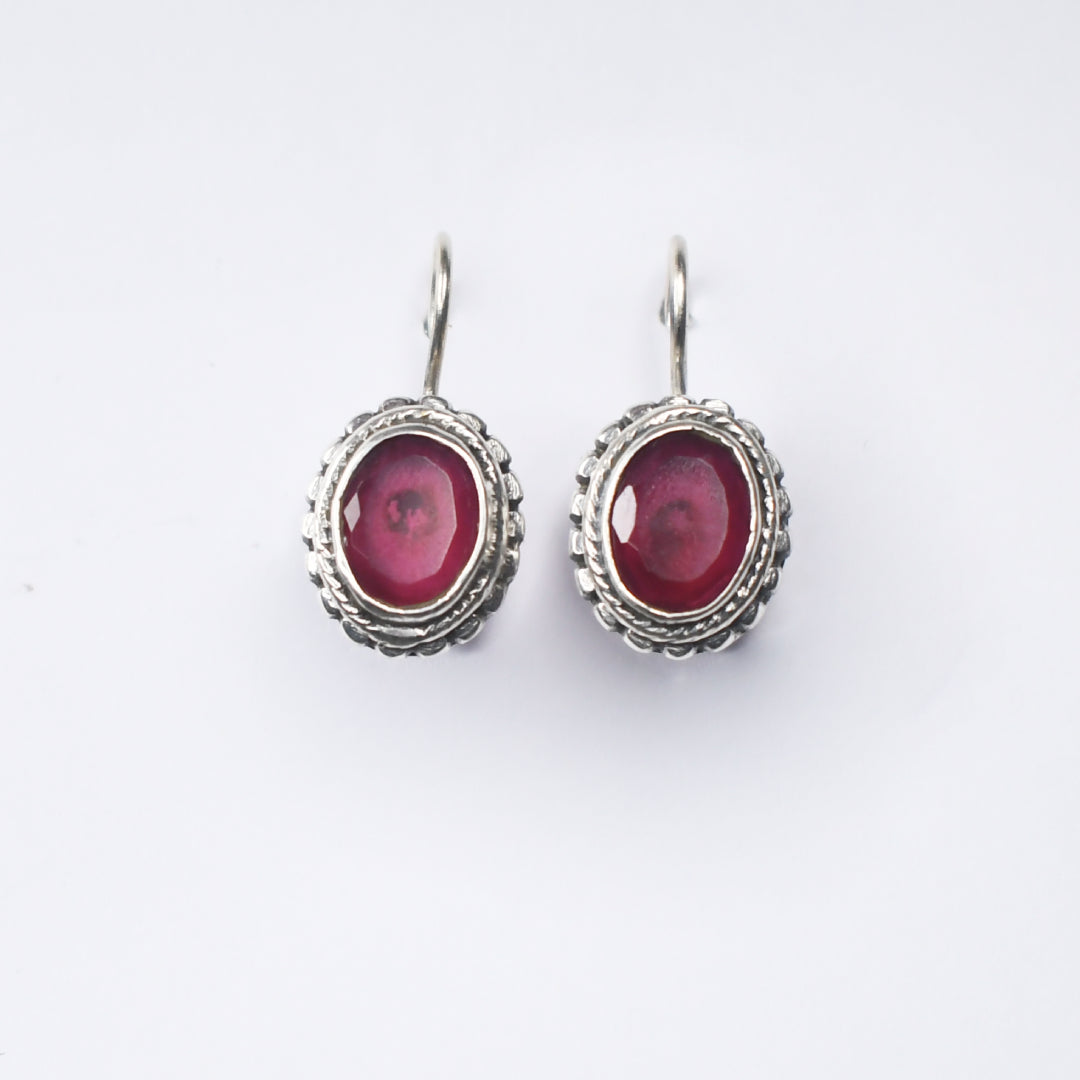 Oval Hydro Ruby Earrings