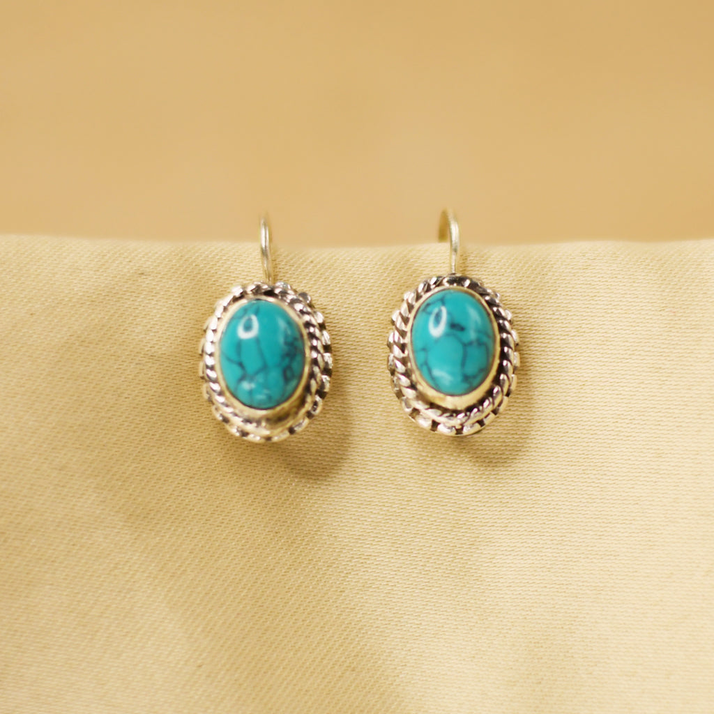 Oval Hydro Turquoise Earrings