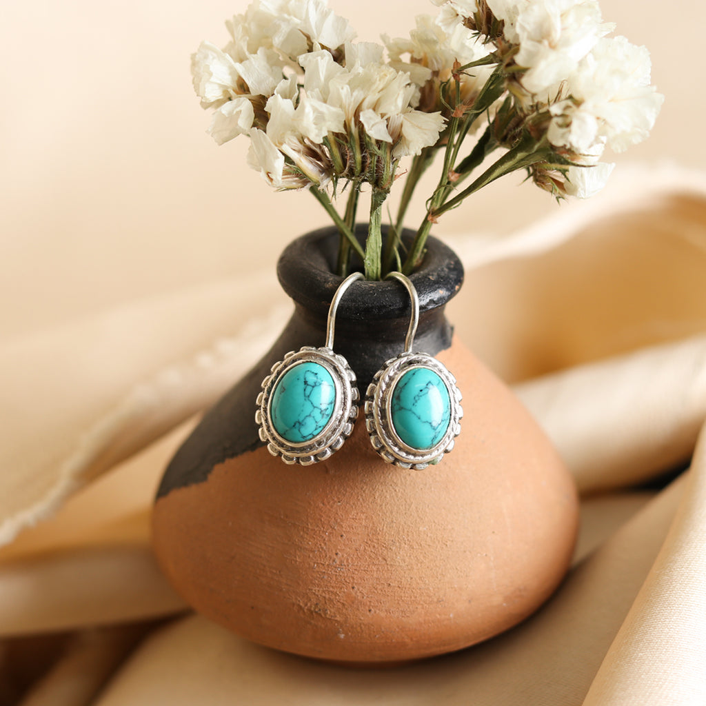 Oval Hydro Turquoise Earrings