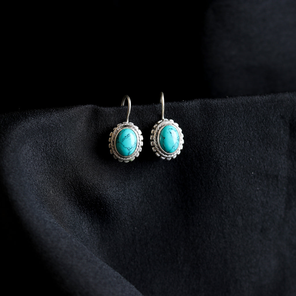 Oval Hydro Turquoise Earrings
