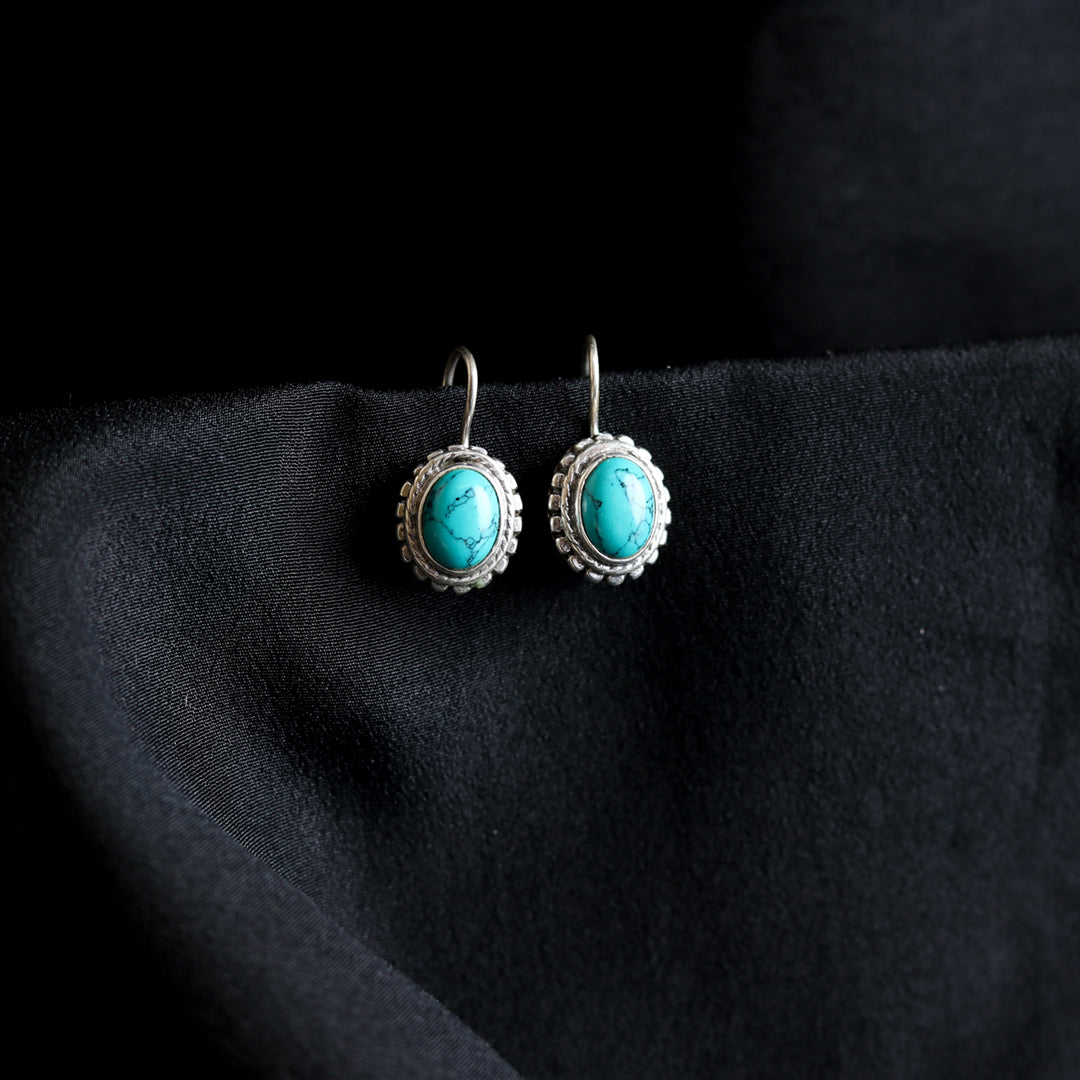 Oval Hydro Turquoise Earrings