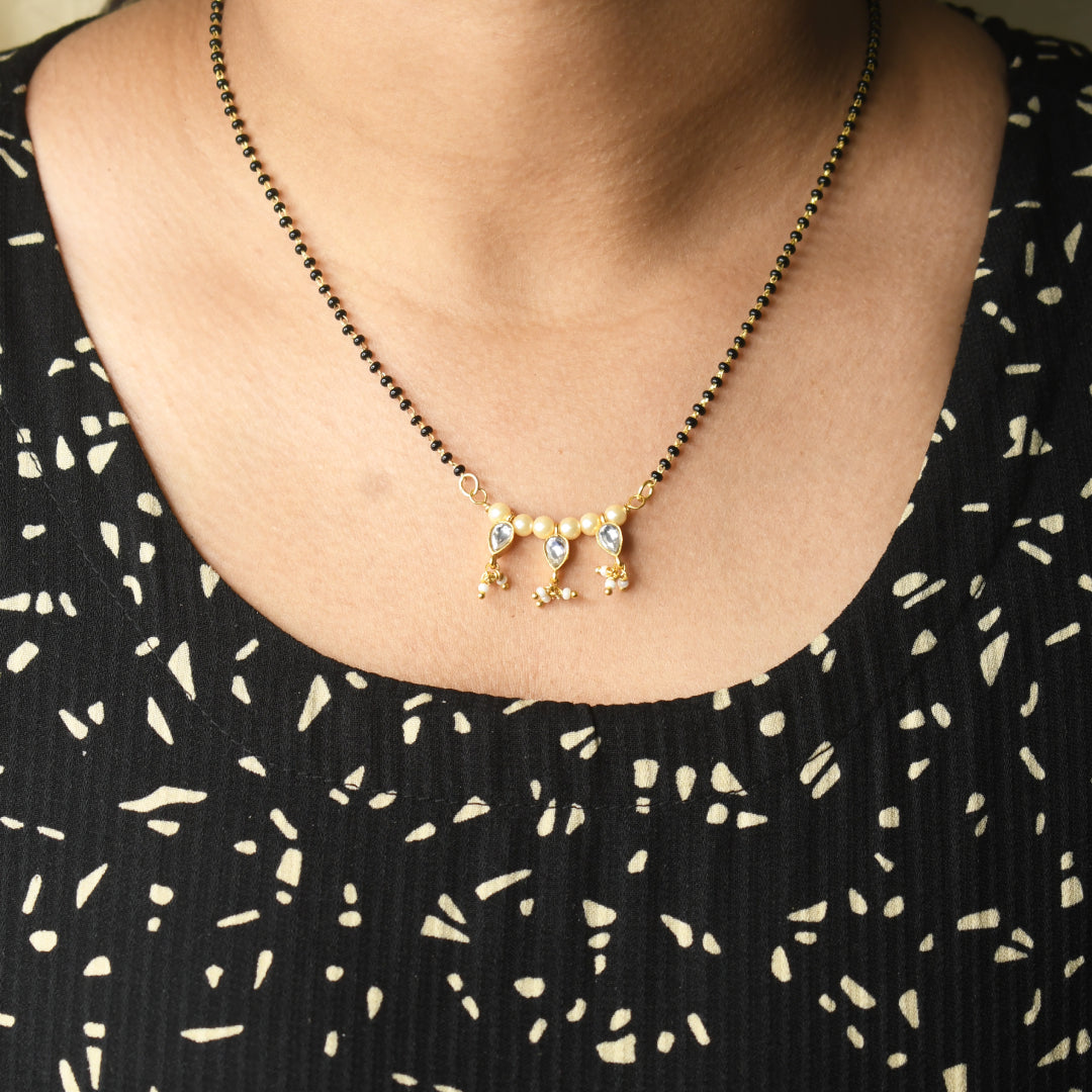 Triple Kundan Drop Mangalsutra