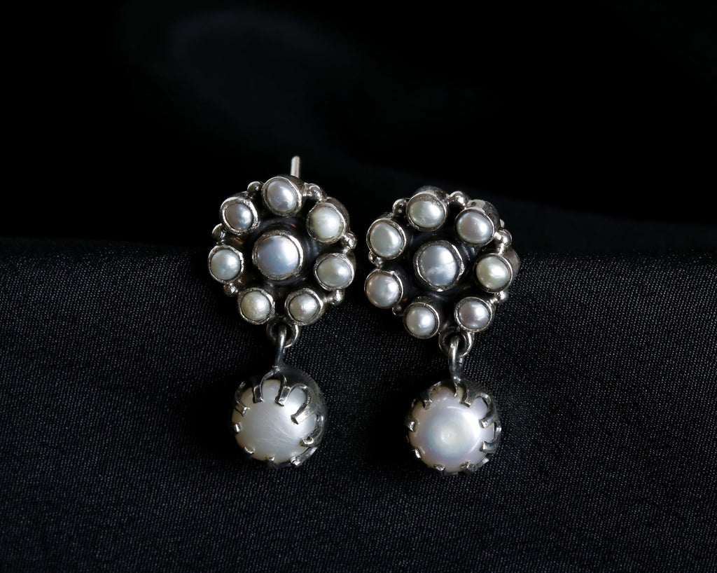 Pearl Flower Drop Earrings