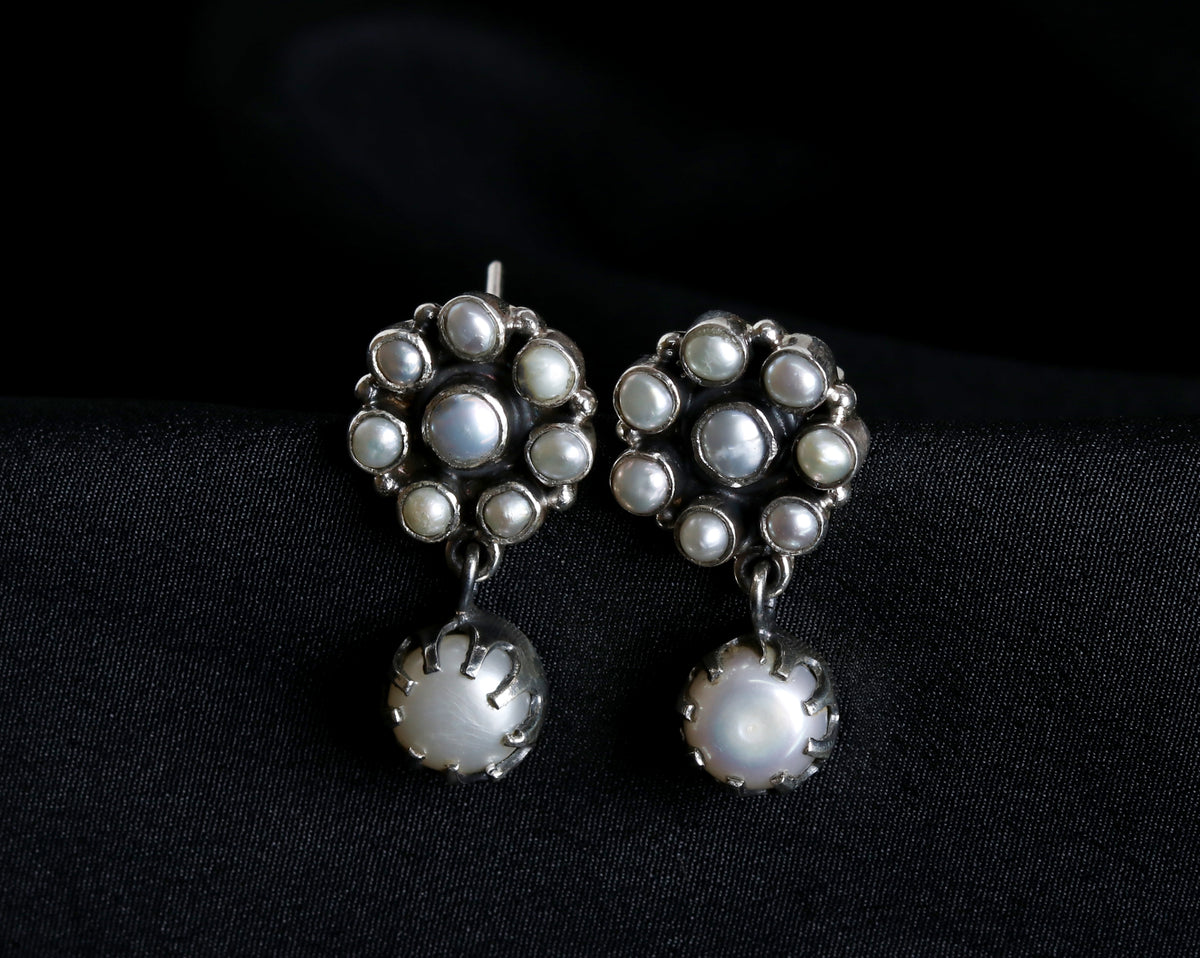 Pearl Flower Drop Earrings
