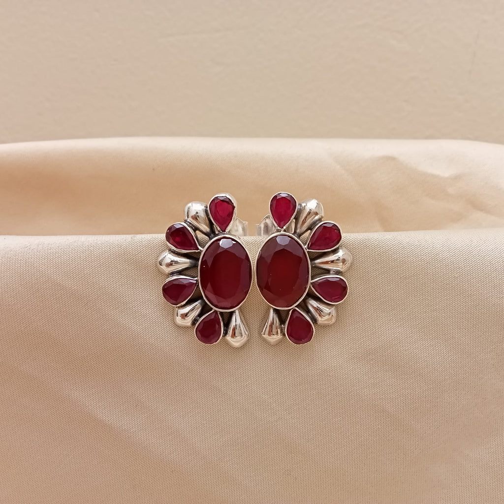 Semi-Circular Ruby Earrings