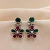 Flower Drop Ruby Emerald Earrings